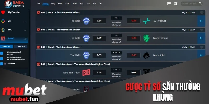 Cược tỷ số săn thưởng khủng