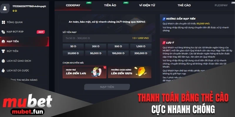 Thanh toán bằng thẻ cào cực nhanh chóng